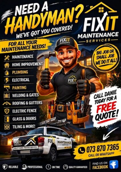 Fixit Maintenance Advert – 15 May 2026